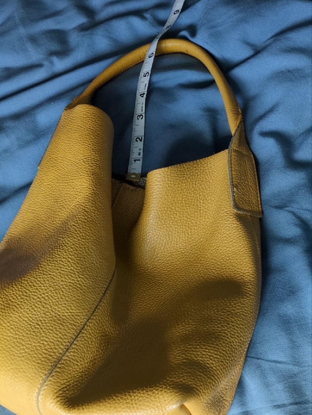Mustard Yellow Leather Hobo Shoulder Bag - Women - Picture 12 of 14